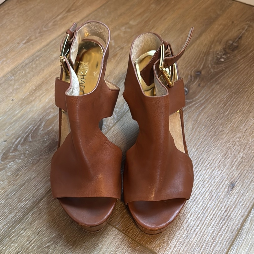Michael Kors brown Leather Women's Sandals